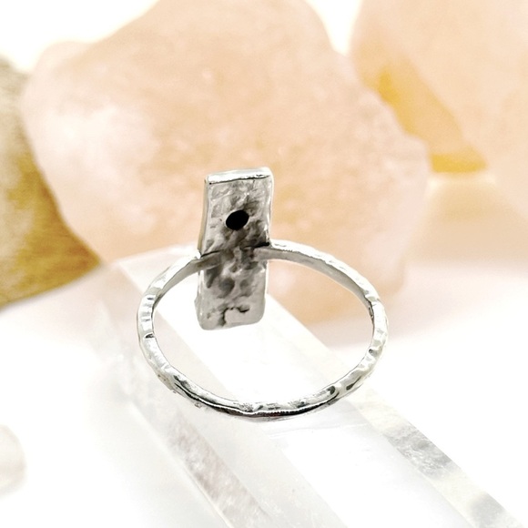 FIRE Opal Hand Crafted Artisan Solid Sterling Silver Hammered Owl Ring - Picture 3 of 4